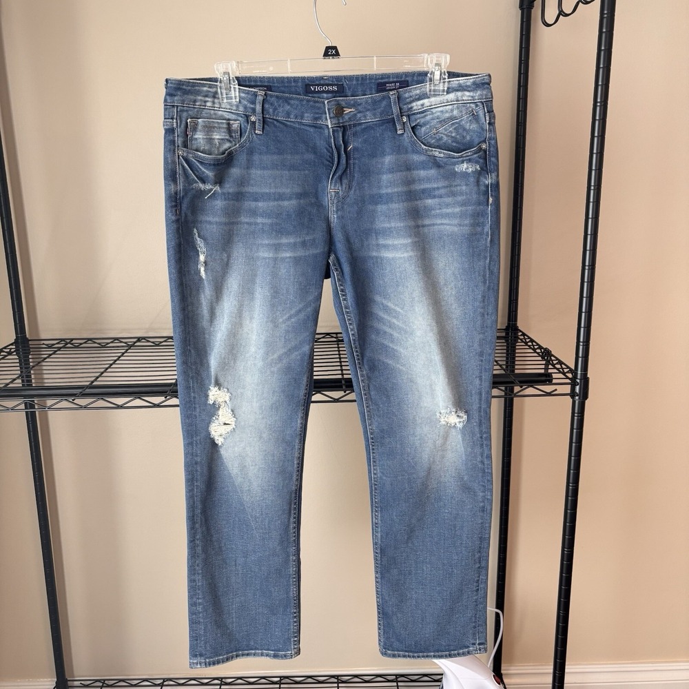 Vigoss Womens The‎ Thompson Tomboy Pockets Denim Blue Jeans 33x27 (36x29)
